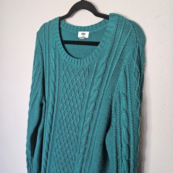 Old Navy Teal Green Cable Knit Sweater Women Size XXL - Picture 2 of 9